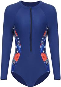 img 4 attached to Women's Printed Swimwear Wetsuit: Ultimate Protective Swimsuit for Stylish Swimwear & Cover Ups