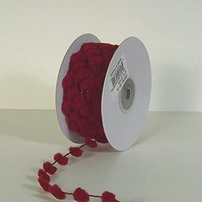 img 2 attached to 🎀 Burgundy Fuzzy Pom Pom Wired Trim Ribbon Lace - AK TRADING CO. 25 Yards: High-Quality Decorative Crafts