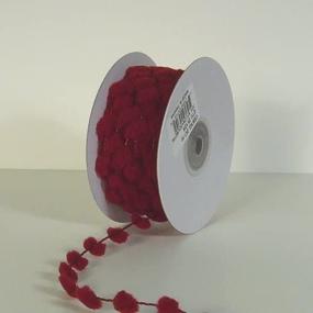 img 3 attached to 🎀 Burgundy Fuzzy Pom Pom Wired Trim Ribbon Lace - AK TRADING CO. 25 Yards: High-Quality Decorative Crafts