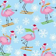 🏂 flamingo ski holiday wrapping paper roll - 24 inch x 15 inch logo