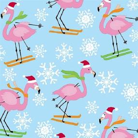 img 1 attached to 🏂 Flamingo Ski Holiday Wrapping Paper Roll - 24 inch x 15 inch