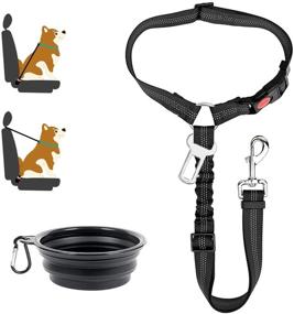 img 4 attached to 🐾 Zhilishu 2-in-1 Dog Seat Belt: Headrest Restraint for Pet Car Safety with Bowl for Large, Medium, and Small Dogs