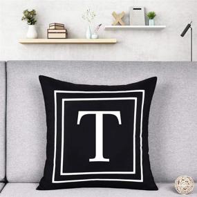 img 3 attached to Yastouay Pillow Covers - English Alphabet Letter T Throw Pillow Cover - Black Throw Pillow Case - Modern Cushion Cover for Sofa Bedroom Chair Couch Car - Black, 18 x 18 Inch