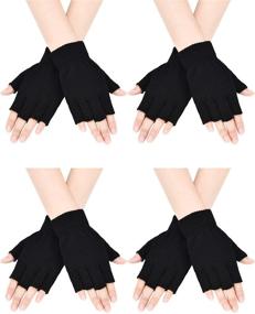 img 4 attached to 🧤 Knitted Fingerless Gloves Mittens for Girls - Bememo Accessory