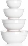 dowan ceramic serving bowls with lids - versatile kitchen prep bowl set - microwave & dishwasher safe - large capacity food storage containers - set of 4 logo