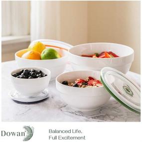 img 3 attached to DOWAN Ceramic Serving Bowls with Lids - Versatile Kitchen Prep Bowl Set - Microwave & Dishwasher Safe - Large Capacity Food Storage Containers - Set of 4