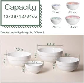 img 2 attached to DOWAN Ceramic Serving Bowls with Lids - Versatile Kitchen Prep Bowl Set - Microwave & Dishwasher Safe - Large Capacity Food Storage Containers - Set of 4
