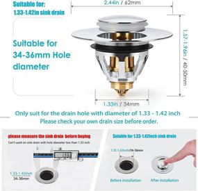 img 3 attached to Efficient Stainless Steel Bullet Core Push Pop Up Bathroom Sink Stopper with No Overflow & Drain Basket