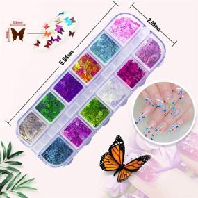 img 3 attached to 🦋 JOYJULY 3D Holographic Butterfly Nail Glitter: Stunning 24 Color/Set Butterfly Nail Sequins for Nail Art Decoration & DIY Crafting