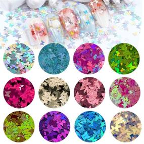 img 1 attached to 🦋 JOYJULY 3D Holographic Butterfly Nail Glitter: Stunning 24 Color/Set Butterfly Nail Sequins for Nail Art Decoration & DIY Crafting