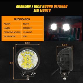 img 1 attached to 🚦 Auxbeam 2шт. 7-дюймовых круглых светодиодных противотуманных фары - 80W светодиодная легкая панель для внедорожных условий, светодиодные рабочие фары для внедорожных транспортных средств, 8000 люмен комбинированные пучки для освещения грузовика ATV UTV Golf Cart Lighting Pickup