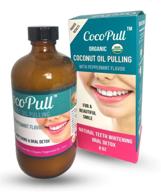 cocopull - органическое масло ополаскивания зубов с кокосовым и мятным маслом для здоровых зубов, десен и свежего дыхания. натуральное отбеливание зубов (8 унций) логотип