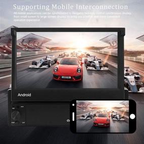 img 1 attached to 🚗 Hikity Android Одинарная магнитола с сенсорным экраном: 7" раскладывающееся радио с Bluetooth, WiFi, GPS навигацией, Mirror Link и камерой заднего вида