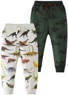 👖 aqeacarmon boys' toddler dinosaur drawstring sweatpants in clothing logo