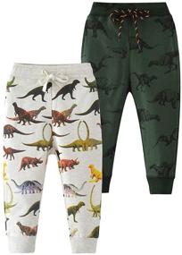 img 4 attached to 👖 AQEACARMON Boys' Toddler Dinosaur Drawstring Sweatpants in Clothing