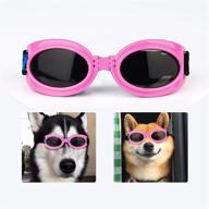 🐶 ultimate uv protection: dog goggles with adjustable straps, windproof & foldable pet sunglasses for eye safety логотип