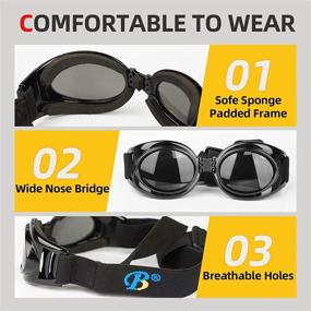 img 1 attached to 🐶 Ultimate UV Protection: Dog Goggles with Adjustable Straps, Windproof & Foldable Pet Sunglasses for Eye Safety