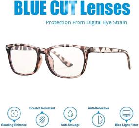 img 3 attached to 👓 Bouryo Computer Blue Light Blocking Glasses for Women: Classic Square Frame Anti Blue Ray Computer Game Eyewear - Leopard Black