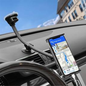 img 2 attached to 📱 13-inch Gooseneck Tablet Car Mount Holder – Extended Arm Suction Cup Mount for 7-11 inch Tablets, Cell Phone Holder for SUV, Truck, Vehicle, Lift, Uber – Windshield Window Mount by APPS2Car – 2-in-1 iPad Compatible