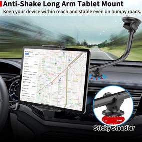 img 3 attached to 📱 13-inch Gooseneck Tablet Car Mount Holder – Extended Arm Suction Cup Mount for 7-11 inch Tablets, Cell Phone Holder for SUV, Truck, Vehicle, Lift, Uber – Windshield Window Mount by APPS2Car – 2-in-1 iPad Compatible