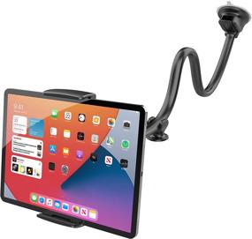 img 4 attached to 📱 13-inch Gooseneck Tablet Car Mount Holder – Extended Arm Suction Cup Mount for 7-11 inch Tablets, Cell Phone Holder for SUV, Truck, Vehicle, Lift, Uber – Windshield Window Mount by APPS2Car – 2-in-1 iPad Compatible
