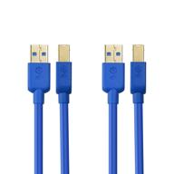 кабель с коротким шнуром usb 3.0 cable matters в двух экземплярах - синего цвета (usb 3 cable, usb 3.0 a to b cable) - 3 фута. логотип