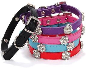 img 3 attached to Stylish Aolove Pet Collars: Sparkling Rhinestones & Adjustable PU Leather for Cats, Puppies, and Small Dogs