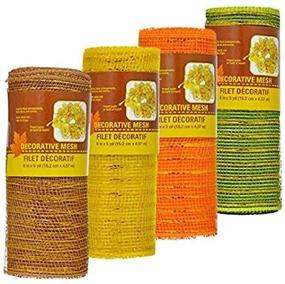 img 3 attached to 🍂 Autumn Harvest Decorative Mesh Rolls: Crafting Wreaths, Thanksgiving Centerpieces, Displays, Table Drape and More, 5 Yards (4 Rolls, Brown, Gold, Green, Orange)
