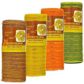 img 2 attached to 🍂 Autumn Harvest Decorative Mesh Rolls: Crafting Wreaths, Thanksgiving Centerpieces, Displays, Table Drape and More, 5 Yards (4 Rolls, Brown, Gold, Green, Orange)