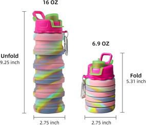 img 3 attached to 🌸 16oz BPA Free Collapsible Silicone Water Bottles - Leakproof & Unbreakable Camping Cup with Lids, Portable Runner Sport Water Bottle, Gym Cup | Reusable Pink Camouflage | D Shape Buckle Included