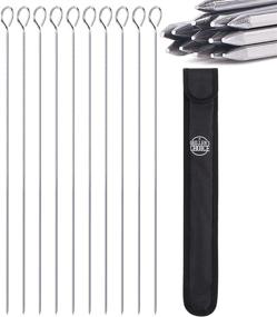 img 4 attached to Grillers Choice Kabob Skewers: Set of 14, 15-inch Shish Kabob Skewers for Grilling, Premium Type 440 Stainless Steel Construction for Superior Strength and Durability