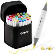 🖌️ ohuhu alcohol brush markers: a versatile set of double tipped sketch markers for artists, coloring and beyond – 48 unique colors, 1 alcohol marker blender, and a convenient case, ideal for kids and adults logo