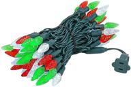 🎄 commercial grade 70 light c6 led christmas mini light set - red/green/pure white - 24ft green wire - outdoor string lights логотип