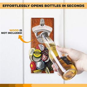 img 1 attached to 🍺 Innovative JNC Wall Mounted Bottle Opener with Magnetic Cap Catcher - Stainless Steel, Strong Magnet Cap Catch - Ideal Gifts for Beer Lovers and Man Cave Decor