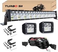 120w 22-дюймовая светодиодная арка turbo sii: комбинированный луч 7d flood spot + проводная система для грузовиков, джипов, поляриса, квадроциклов, утв, лодок + 18 вт 3-дюймовые противотуманные фары для внедорожного вождения логотип