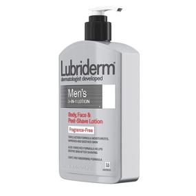 img 2 attached to Lubriderm Men's 3-In-1 Unscented Lotion with Soothing Aloe - Non-Greasy Face & Body Moisturizer, Fragrance-Free - 16 Oz