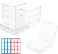 📦 8-pack clear plastic beads storage containers with hinged lid - perfect for diy crafts, nail diamonds, bead and lash storage, office supplies - small and convenient (3.74x3.74x1.10 in) logo