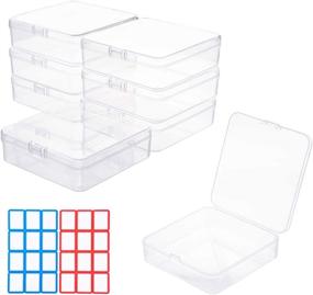 img 4 attached to 📦 8-Pack Clear Plastic Beads Storage Containers with Hinged Lid - Perfect for DIY Crafts, Nail Diamonds, Bead and Lash Storage, Office Supplies - Small and Convenient (3.74x3.74x1.10 In)