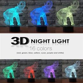 img 3 attached to 🐘 Bedoo 3D Elephant LED Illusion Lamp - Dimmable Desk Light with 16 Color Changing Options, Smart Touch Control - Ideal Home Bedroom Decoration and Gift for Girls and Boys