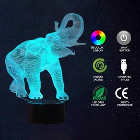 img 1 attached to 🐘 Bedoo 3D Elephant LED Illusion Lamp - Dimmable Desk Light with 16 Color Changing Options, Smart Touch Control - Ideal Home Bedroom Decoration and Gift for Girls and Boys