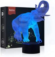 🐘 bedoo 3d elephant led illusion lamp - dimmable desk light with 16 color changing options, smart touch control - ideal home bedroom decoration and gift for girls and boys логотип