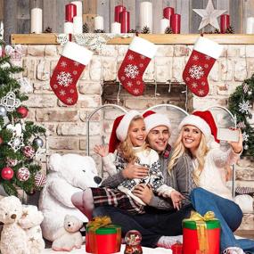 img 1 attached to 🎄 Haboke 7x5ft Soft Fabric Christmas Fireplace Backdrops: Immersive Xmas Tree Sock Gift Decorations for Memorable Family Photos