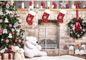 img 4 attached to 🎄 Haboke 7x5ft Soft Fabric Christmas Fireplace Backdrops: Immersive Xmas Tree Sock Gift Decorations for Memorable Family Photos