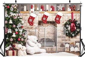 img 3 attached to 🎄 Haboke 7x5ft Soft Fabric Christmas Fireplace Backdrops: Immersive Xmas Tree Sock Gift Decorations for Memorable Family Photos