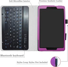 img 1 attached to 🔮 Purple PU Leather Keyboard Case for Galaxy Tab A 8.0 2019 (SM-P200/P205) - Bige Slim Stand with Wireless Keyboard