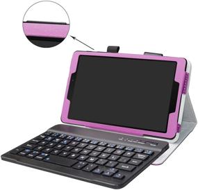 img 3 attached to 🔮 Purple PU Leather Keyboard Case for Galaxy Tab A 8.0 2019 (SM-P200/P205) - Bige Slim Stand with Wireless Keyboard