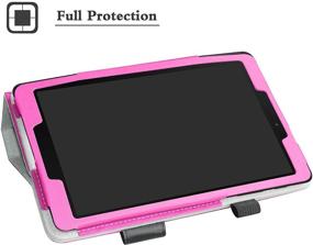 img 2 attached to 🔮 Purple PU Leather Keyboard Case for Galaxy Tab A 8.0 2019 (SM-P200/P205) - Bige Slim Stand with Wireless Keyboard