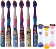 👸 disney princess 9pc oral hygiene bundle: kids soft toothbrush 6 pack with bonus brushing timers! logo