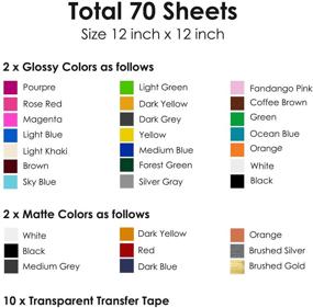 img 2 attached to 🎨 LEDTEEM Adhesive Vinyl Sheets 70 Pack - 60 Permanent Backed Vinyl Sheets 12"x12" + 10 Transfer Tape Sheets - 30 Colors for Cricut, Party Decoration, Sticker, Craft Cutter