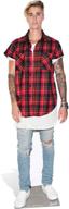 👨 life-size celebrity stand-in - justin bieber (red plaid shirt) cardboard cutout stand-up by star cutouts - 67'' x 25'' логотип